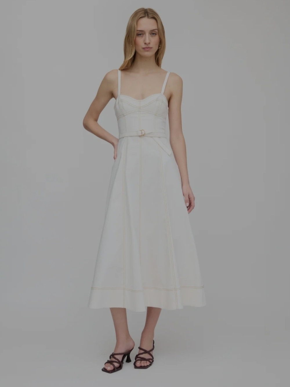 Sold Out Hill House Fiona Off White Midi Dress with Belt